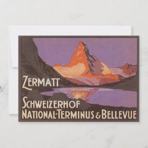 Carte Vintage voyage, Mont Matterhorn en Suisse