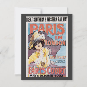 Carte Vintage voyage, Paris à Londres