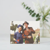 Carte Vintage voyage, Touristes en Vacances (Debout devant)