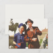 Carte Vintage voyage, Touristes en Vacances (Devant / Derrière)