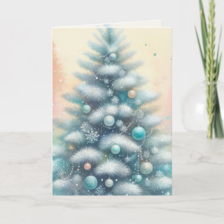 Carte Vintage Watercolor Christmas Tree and Ornaments
