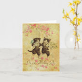 Carte Vintage Wedding Day Cats Card (Fleur jaune)