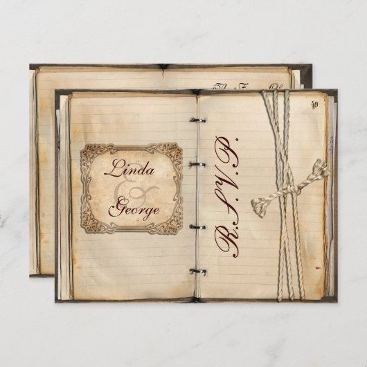 carte vintage Wedding rsvp (Devant / Derrière)
