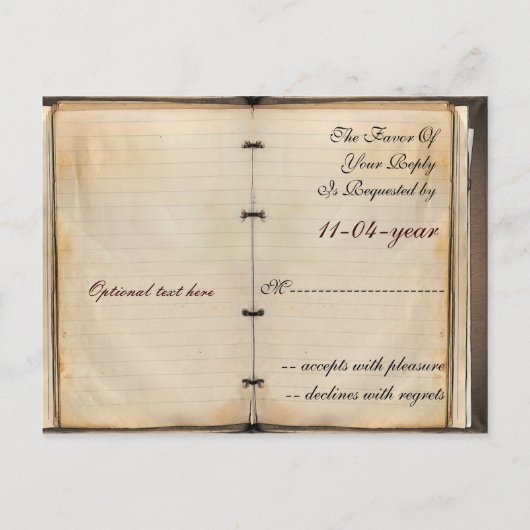 carte vintage Wedding rsvp (Dos)