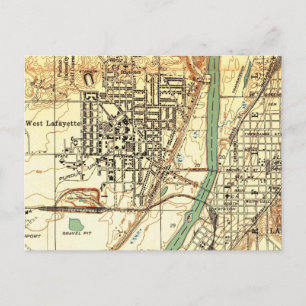 Carte vintage West Lafayette Indiana Purdue