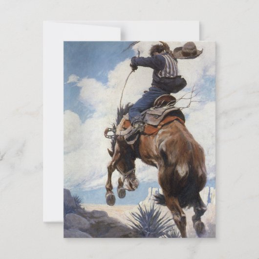 Carte Vintage Western Cowboys, Bucking par NC Wyeth (Devant)