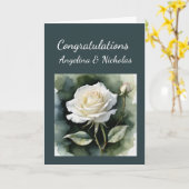 Carte Vintage White Rose Félicitations Mariage (Fleur jaune)