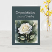 Carte Vintage White Rose Félicitations Mariage (Fleur jaune)