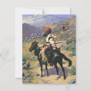 Carte Vintage Wild West, un trappeur indien par Remingto