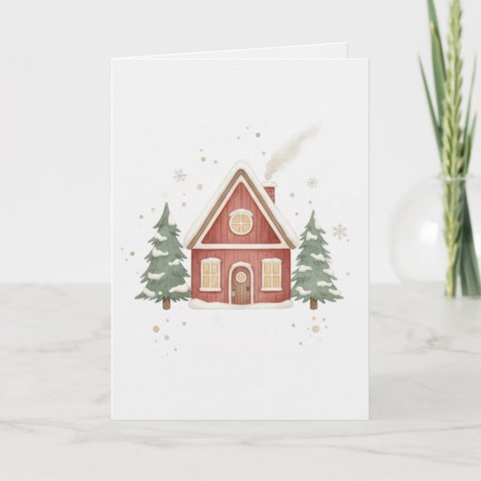 Carte Vintage Winter Cottage Christmas Card (Devant)