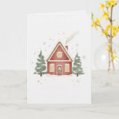 Carte Vintage Winter Cottage Christmas Card (Fleur jaune)