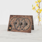 Carte vintage Wooden Wagon Wheels (Fleur jaune)