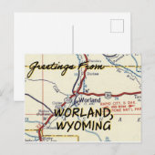 Carte Vintage Worland Wyoming (Devant / Derrière)