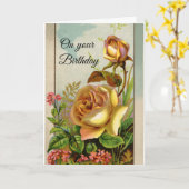Carte Vintage Yellow Roses Birthday (Fleur jaune)
