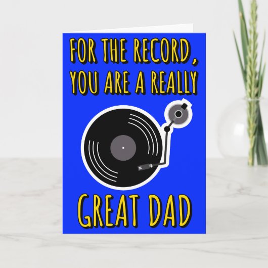 Carte Vinyl Lover Record Fête des pères bleue (Devant)