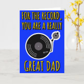 Carte Vinyl Lover Record Fête des pères bleue (Fleur jaune)