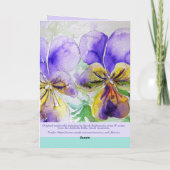 Carte Viola Pansy Aquarelle Floral Painting Purple Card (Dos)