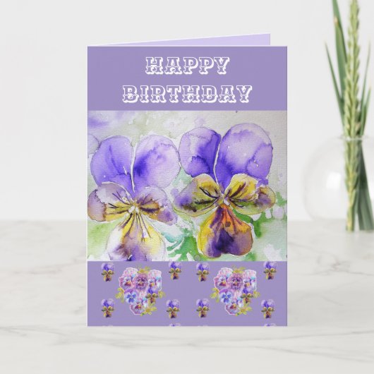 Carte Viola Pansy Aquarelle Floral Painting Purple Card (Devant)
