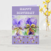 Carte Viola Pansy Aquarelle Floral Painting Purple Card (Fleur jaune)