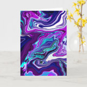 Carte Violet, bleu et Turquoise Abstrait | Penser à vous (Fleur jaune)