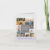 carte violet d'anniversaire moderne 8 photos carte (Devant)