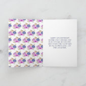 Carte Violet et bleu marine Floral Citrouilles Anniversa (Intérieur)