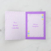 Carte Violet et vert avec un nom anniversaire de enfant (Intérieur)