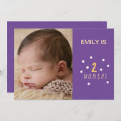 carte violet fleurs marguerites de 2 mois avec pho (Devant / Derrière)