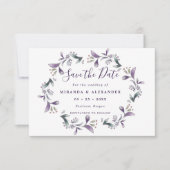 Carte Violet floral Enregistrer La Date Mariage Printemp (Devant)