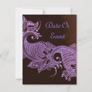 Carte violet henna mehndi floral