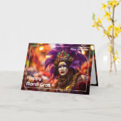 Carte 💚 💜 💛 Violet Majesté : Mardi Gras Elegance (Fleur jaune)