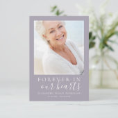 Carte Violet Script Photo Funéraire Sympathie Merci (Debout devant)