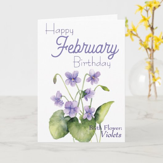 Carte Violets Février Fleur de naissance (Fleur jaune)