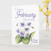 Carte Violets Février Fleur de naissance Anniversaire (Fleur jaune)