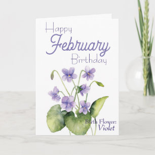 Carte Violets Février Fleur de naissance Anniversaire