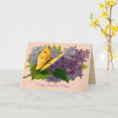 Carte Violets vintages et papillon (Fleur jaune)