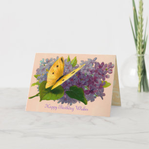 Carte Violets vintages et papillon