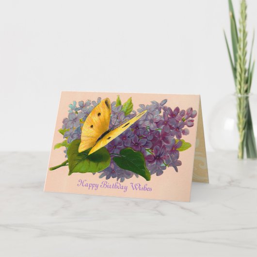 Carte Violets vintages et papillon (Devant)