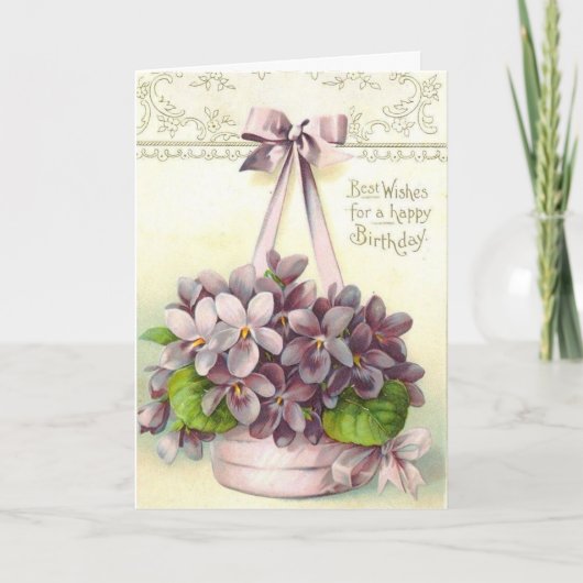 Carte Violets vintages pour un anniversaire, (Devant)