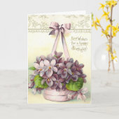 Carte Violets vintages pour un anniversaire, (Fleur jaune)