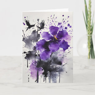 Carte Violetta - Fleurs aquarelle