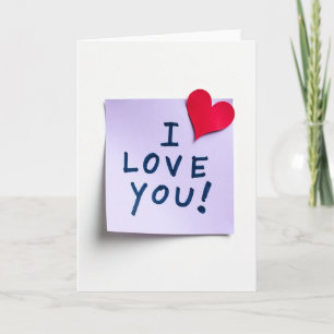 Carte violette je t'aime cœur