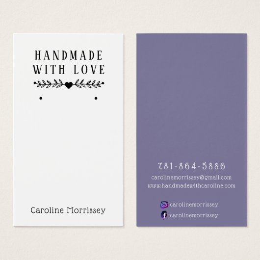 Carte violette simple à oreille bijoux (Devant & derrière)