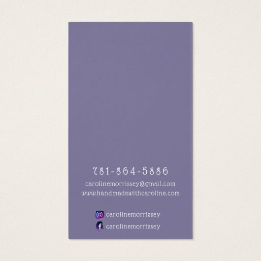 Carte violette simple à oreille bijoux (Dos)