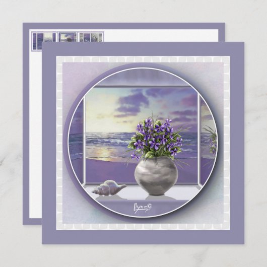 Carte violettes dans un bocal de lune (Devant / Derrière)