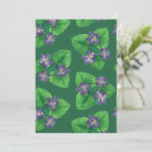 Carte Violettes sur fond vert émeraude (Debout devant)