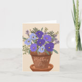 Carte Violettes violettes dans un pot – Fleurs pour la f (Devant)