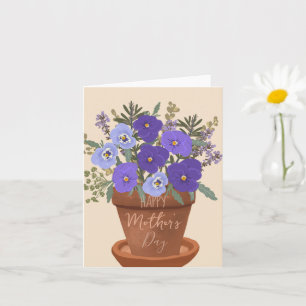 Carte Violettes violettes dans un pot – Fleurs pour la f