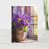 Carte Violettes violettes En Argile Pot Anniversaire (Devant)