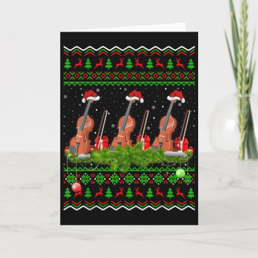 Carte Violin Music Lover Xmas Gift Ugly Christmas Violin (Devant)